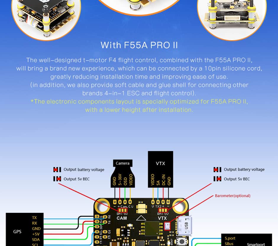 تصویر توضیحات فلایت کنترل T_MOTOR F4