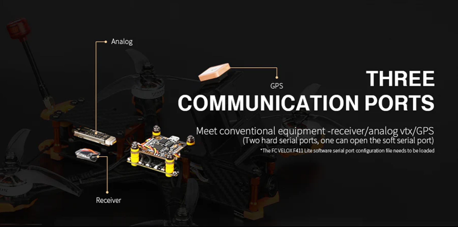 T-MOTOR VELOX Lite F411 FPV Flight Controller