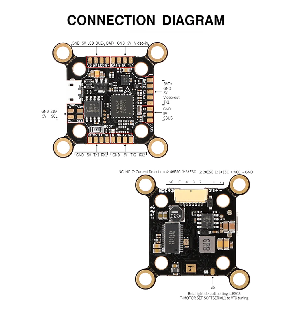 T-MOTOR VELOX Lite F411 FPV Flight Controller