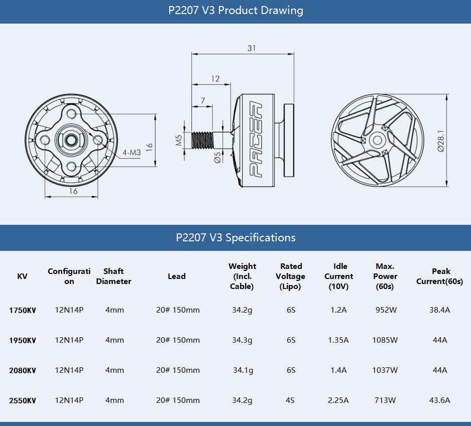 T-Motor PACER V3 P2207 Powerful