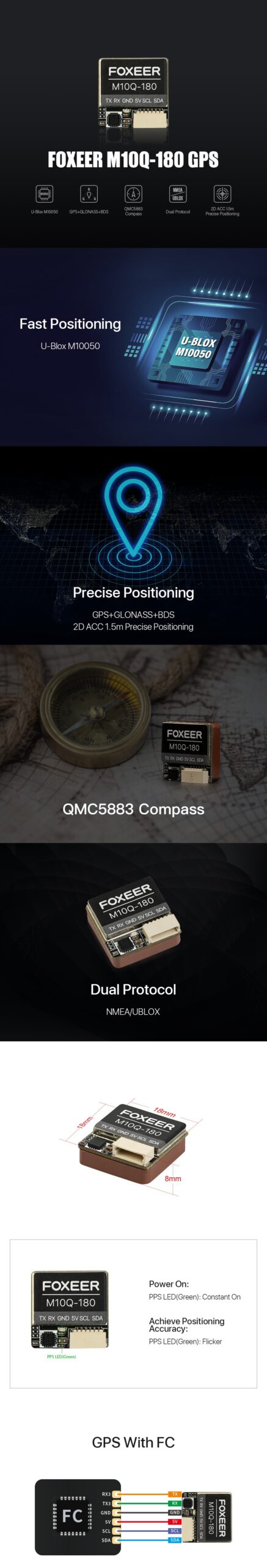 Foxeer M10Q 180 GPS 5883 Compass