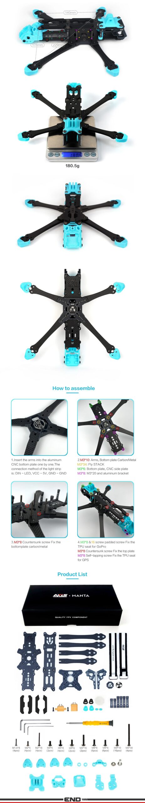 فریم Axisflying MANTA5 5inch Fpv Freestyle DeadCat